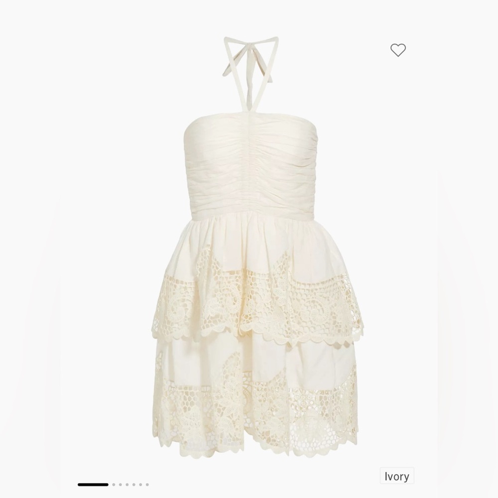 Ulla Johnson Savannah Ruffled Lace Minidress - 10 - Ivory